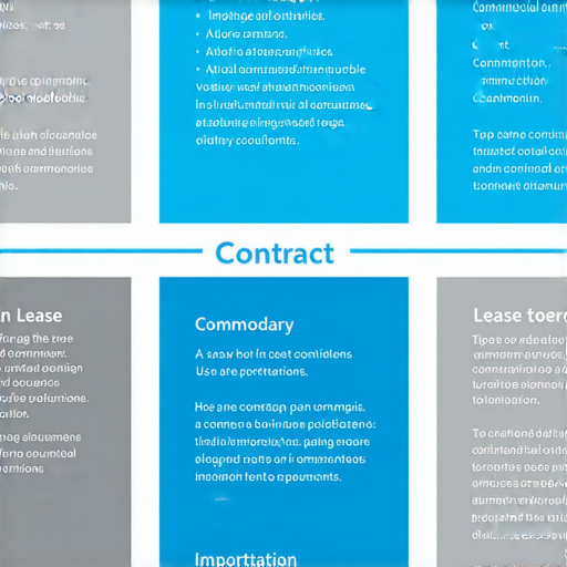 合約與租約的英文表達及實用技巧的圖片，展示合約和租約的常用詞彙，提供使用建議和注意事項，幫助讀者理解法律文件的要素，提升商業溝通技巧。