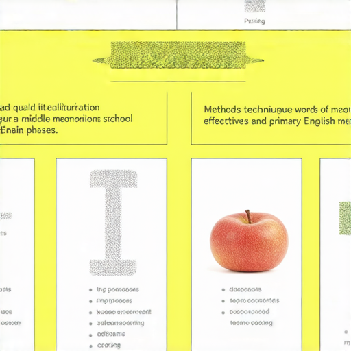 中小學生提升英文回憶力的練習方法與技巧圖示，包含多種學習資源與技巧，強調使用視覺化、遊戲化學習方式，幫助學生有效記憶英文單詞與短語。