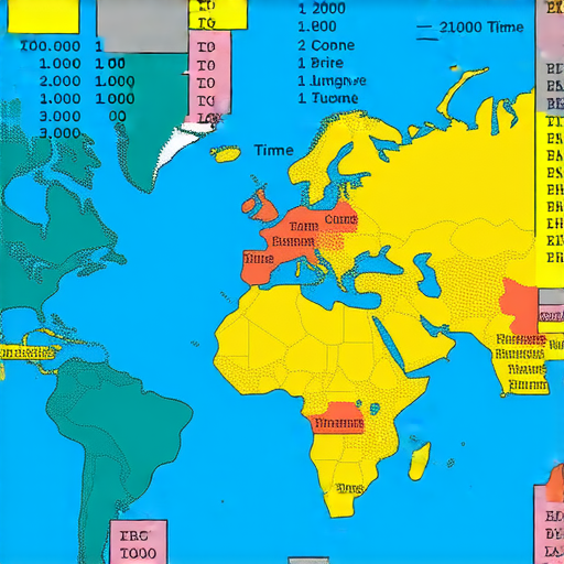 時差與混亂的英文學習與應用，展示時區地圖與時間轉換工具，幫助理解不同國家時間差異，解釋時差概念及其對日常生活的影響。