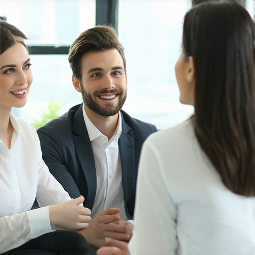 提升商業英語會話技巧的圖片，展示自信的專業人士進行有效的商務對話，強調語言流利度和交流技巧，助你在商務環境中提高自信和表達能力。