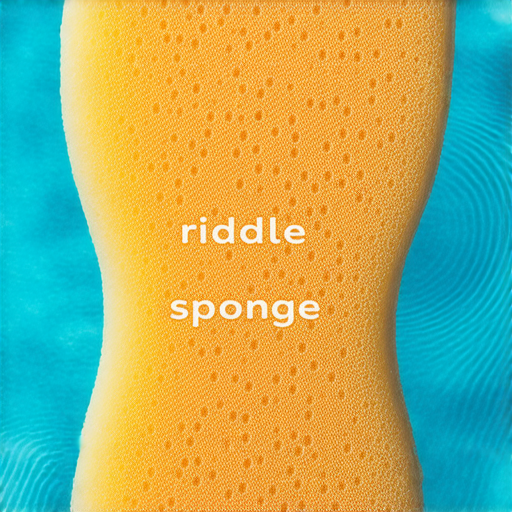 海綿迷語圖片，展示一個迷人的海綿，背景為水波紋，文字描述迷語及答案，挑戰觀者猜謎，寓教於樂，提升動腦思考能力，關鍵字包括迷語、海綿、猜謎、趣味。