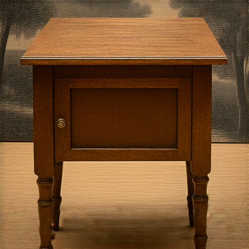 謎語題目展示，內容描述一個擁有四條腿和一扇門的物品，能承載重擔的桌子，配以相應的插圖，進一步引發觀眾的思考和興趣。