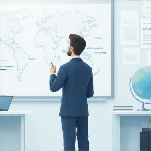 提升商務英語的學習場景，一位外籍老師正與學生進行一對一的教學，強調實用的職場英語，展現積極互動的學習氛圍，開啟職場新篇的契機。