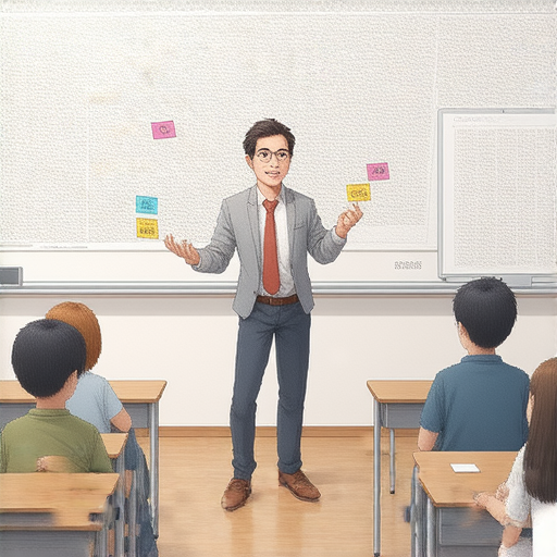 外籍老師教授學生學習英文單詞的場景，學生專注聆聽，老師使用互動方式輕鬆講解，旨在幫助學生輕鬆掌握英文單詞技巧。