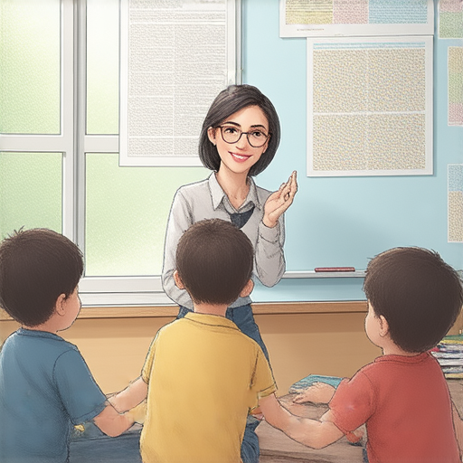 外籍教師在英文導引課程中授課，學生積極參與，提高溝通能力，探索多元文化，背景顯示教室環境和互動學習的氛圍。