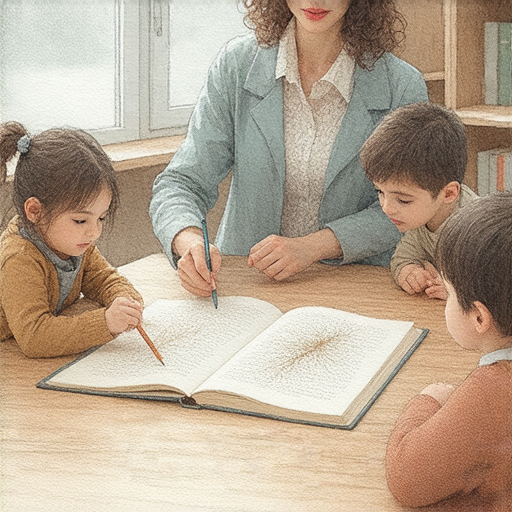 外籍老師與學生在冬季探索冬蟲草和冬眠主題的英文課堂上互動，桌上擺放著相關的冬季自然圖鑒，學生們專注學習，氛圍輕鬆愉快。