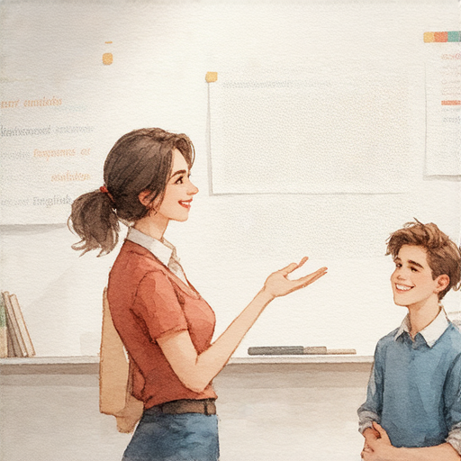 不知不覺學英文的場景，外籍老師與學生一對一互動，教學過程生動有趣，學生在輕鬆氛圍中突破語言界限，探索英文學習的無限可能。