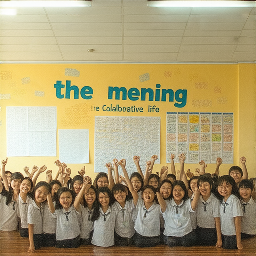 探索生命的意義的主題圖片，展示一群學生正在參加外籍英文課，充滿學習熱情和挑戰的氛圍，強調不讓輕鬆的挑戰打敗自己，鼓勵共同成長與探索。