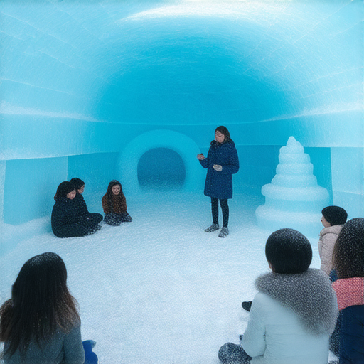 探索冰的世界的圖片，外籍英文老師帶領學生學習英語，學習主題包含冰屋和冰皮月餅，學生們齊聚一堂，享受冰雪文化與語言學習的樂趣。