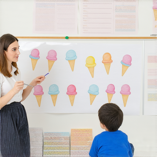 解密冰品與冰箱的學習活動，外籍老師一對一教學，學生專注學習英語，圖中展示冰品與冰箱相關的英語單字和繪圖，快速提升英語實力，準備迎接挑戰！