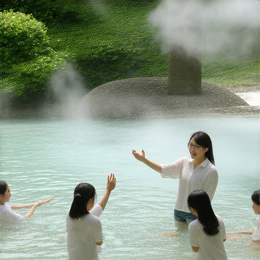 外籍老師介紹溫泉特色活動，讓學生在輕鬆氛圍中學習英語，有趣的互動和分享促進文化交流，吸引探索該地區天然溫泉的旅客。