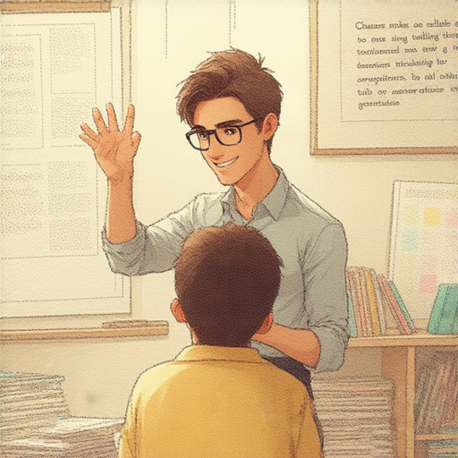 一名外籍老師與學生進行一對一的英文學習，學生專心聆聽，老師熱情指導，場景充滿活力，打錯字和打風不再是難題，助你流利無礙地掌握英語。