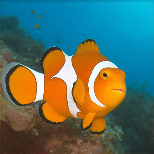 小丑魚在礁岩間悠遊，展現其鮮豔色彩，背景是迷人的海洋景觀，外籍老師指引學生探索小丑魚的生態及習性，學習趣味無窮，增進知識。