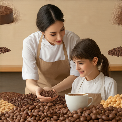 探索朱古力與咖啡的奇妙世界的圖片，一名外籍老師與學員進行一對一教學，學習相關英文知識，增進對朱古力和咖啡的理解與熱愛，推廣美食文化的深度體驗。