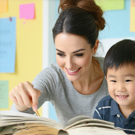 探索分的奧妙圖片，展示外籍老師與學生進行一對一英語學習的情景，強調全方位指導及互動學習，讓學生立即行動，提升語言能力。