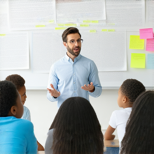外籍老師講解投資與英文技巧的課堂場景，學生專注聆聽，並積極參與討論，象徵著掌握投資與英語的學習之旅，幫助投資新手從零開始探索。