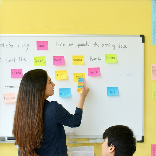 外籍老師進行一對一英文教學，學生專心學習地址英文表達，提升英文溝通技巧，享受互動學習的體驗。