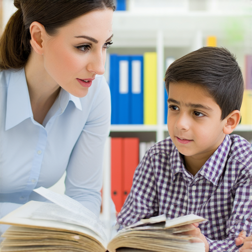 一位外籍老師和學生進行一對一英語交流，探索語言中的奧秘，包括抱怨和抬頭的用法，背景中有英語教材和學習工具。