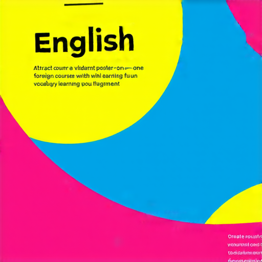 外籍老師一對一英文課程招生海報，強調有趣單字學習，吸引學生報名，背景色彩明亮，包含英文單字範例，展示學習氛圍和效率提升，適合所有英語程度學習者。