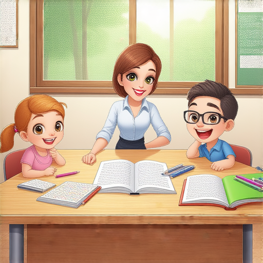 從樹木到標點的英文學習課程，展示外籍教師一對一教學情境，學生專注學習，互動交流，課堂環境活潑，強調有效的語言學習方法和成果。