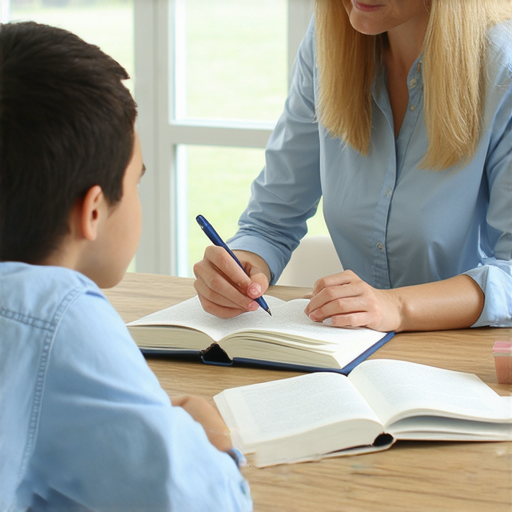 一位外籍老師正在指導學生探索基金投資的技巧，桌上擺放著財經書籍和筆記本，學習環境輕鬆。學生透過一對一教學精通英文，提升投資知識與語言能力。