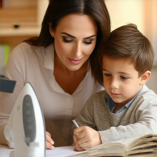 一位外籍老師正在指導學生學習熟練英語，背景中有熨斗等工具，象徵溝通的秘密武器，體現一對一英語教學的專業氛圍。