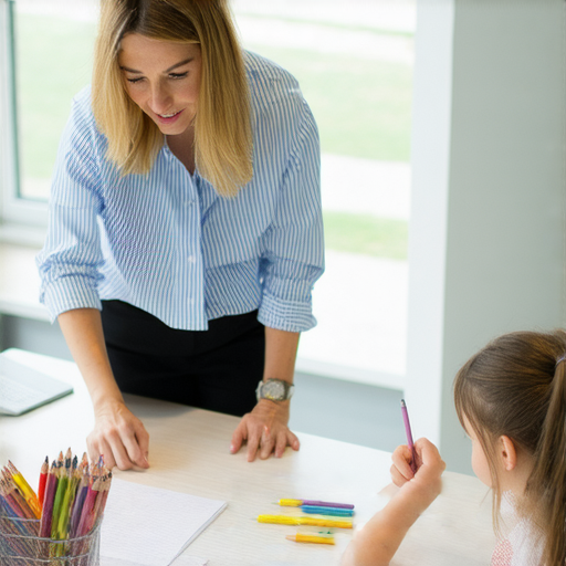 一位外籍老師與學生進行一對一的英文教學，背景呈現明亮的教室環境，學生專注學習，探索快速增進英文與知識的無限可能，搭配學習材料和筆記。
