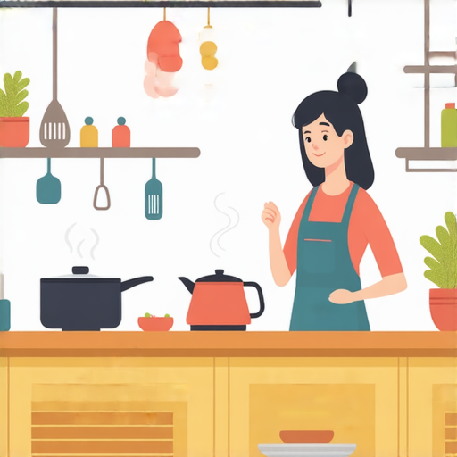 熱廚房及熱水壺的英文學習宣傳圖片，顯示一對一外籍老師教學的資訊，促使學習者報名參加課程，以提高英語會話技巧和廚房用語的掌握。