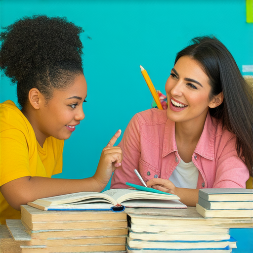 助你與外籍老師一對一學習英文，突破語言障礙，實現流利自如的未來，圖中展示學生與外籍老師互動學習的情景，傳遞學習英文的快樂與成就感。