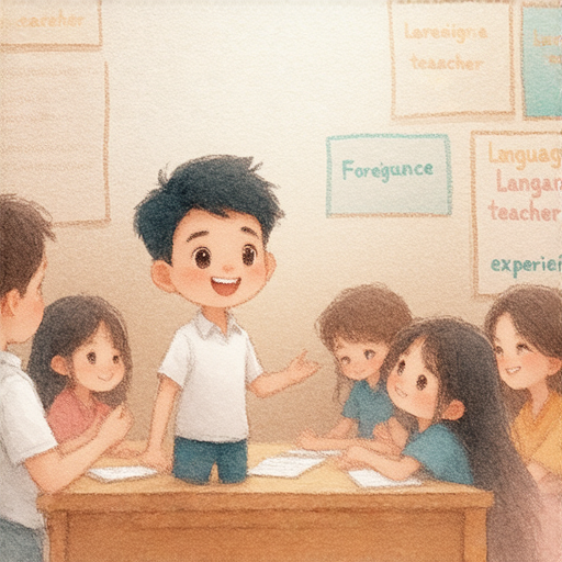 亞伯拉罕與亞麻仁在學習英文的過程中互相交流，畫面中展示了他們充滿樂趣的學習場景，強調了外籍老師體驗的重要性，鼓勵更多人加入學習旅程。