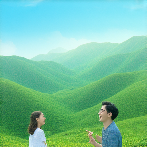 外籍老師與學生在壯麗風景中互動學習英語，展現一對一課程的精彩與樂趣，探索英語學習的無限可能，享受自然美景與語言的結合。