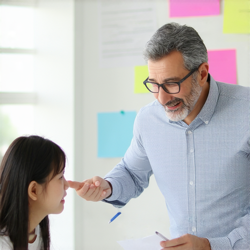 一對一英文教學場景，外籍老師指導學生破解詞彙秘訣，學生聚精會神學習，增強語言能力，提升英文水平。