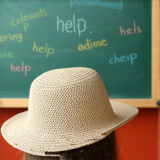 揭開帽子背後的秘密，展示英文中幫的各種表達，教師一對一教學的場景，學習者專注於教學，探索語言的奧秘。