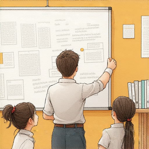 外籍老師指導學生學習簽收單的英文技巧，學生們專心聆聽，提升英語能力的場景，透過互動學習激發學習熱情，探索英文世界的魅力。