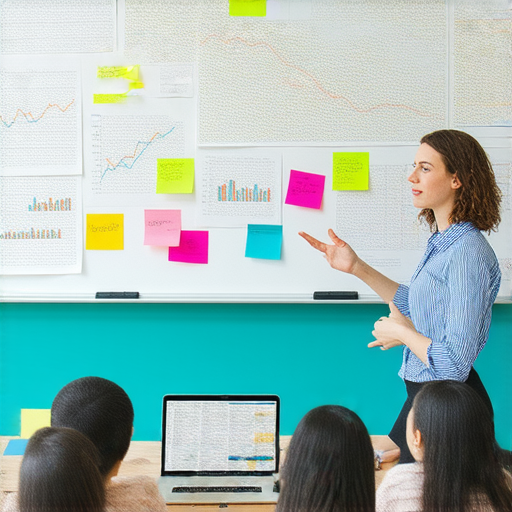 一位外籍英文老師正在教導學生提升溝通能力，背景中有教室和學習工具，圖像強調學習和代言人的概念。