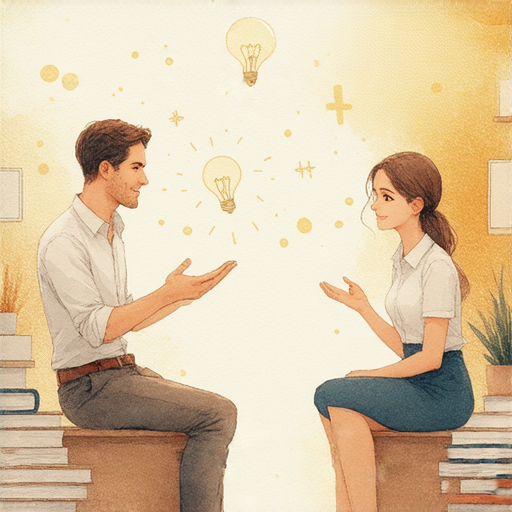 探索精神世界的奧秘的一對一英語學習課程圖像，展示學員與外籍老師互動的情景，加強英語能力和相關英語術語的學習。