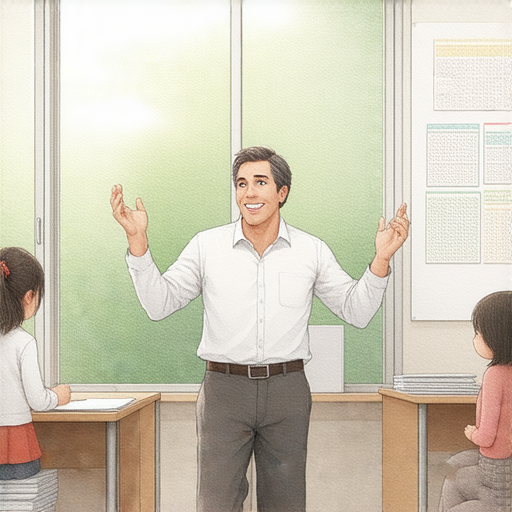 一位外籍英文教師正在與學生進行一對一教學，教室內充滿活力和互動，展示了以生命影響生命的理念，表現出學習英文的無限可能。