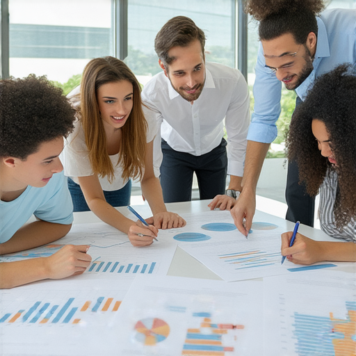 掌握商業英語的學員正在外籍老師的指導下深入了解企業發展與合作的秘訣，畫面中展現互動學習和專業氛圍。