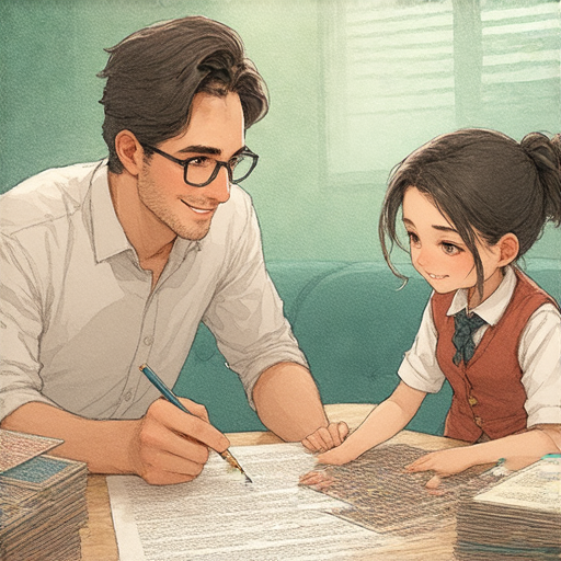 外籍老師一對一教學場景，學生專注學習博弈與占卜知識，展現英語學習的新視野，探索奧秘的過程中提升語言能力，讓學習充滿樂趣與挑戰。