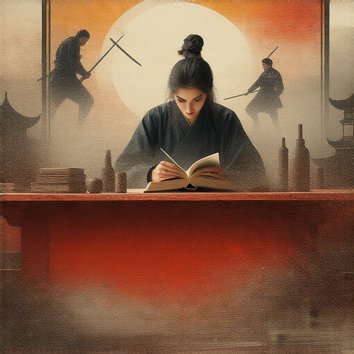 外籍老師與學生一對一英語教學，背景展示武術與歷史元素，學習過程中探索英文世界奧秘，提升英語表達能力和理解力，適合對武術和歷史感興趣的學習者。