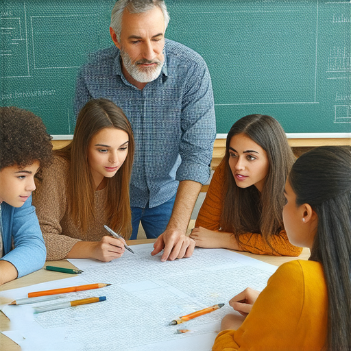 建築專業課程宣傳圖，展示外籍老師與學生互動，一起學習建築相關英文詞彙，提升專業技能，探討建築世界的奧秘，鼓勵立即詢問課程資訊。