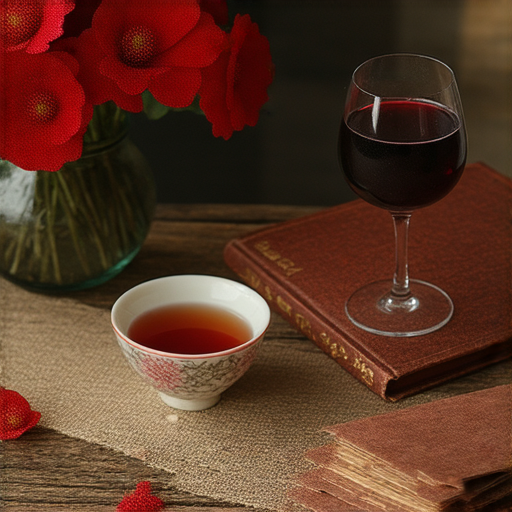 揭開紅色秘密的圖片，展示紅花、紅茶和紅酒的魅力，並強調外籍老師一對一的英文教學，激發學習熱情，探索紅色元素的美好。