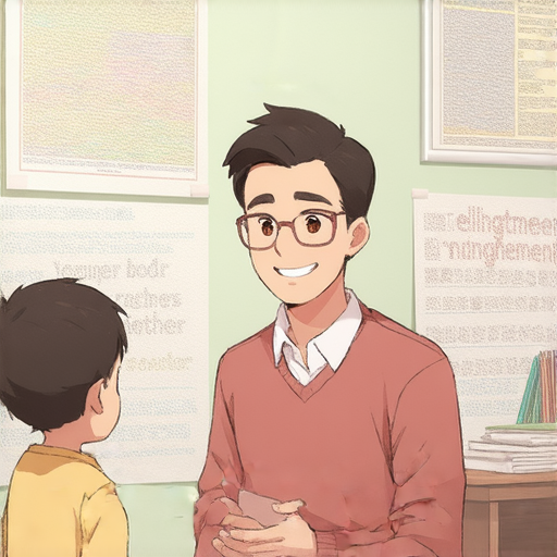 外籍老師與學生進行一對一英語教學，重點教授弘法、弟弟等關鍵詞，探索英語學習新世界，激發學習興趣和提升語言能力的互動場景。