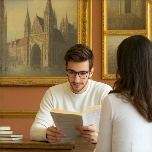 比利時文化與語言教學的圖片，展示一對一英文教學服務，學生專注學習中，提升英語能力，背景包含比利時文化元素，強調全方位的語言學習體驗。