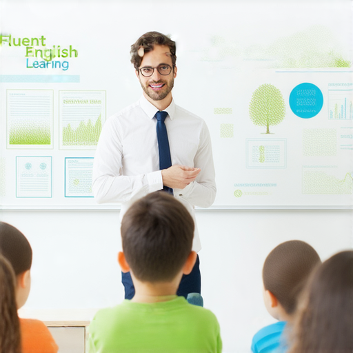 外籍老師在教室中教授環保與金融主題的英文，學生專注聽講、一對一教學環境，強調流利英文學習及即刻註冊的選擇，提升語言和專業能力。