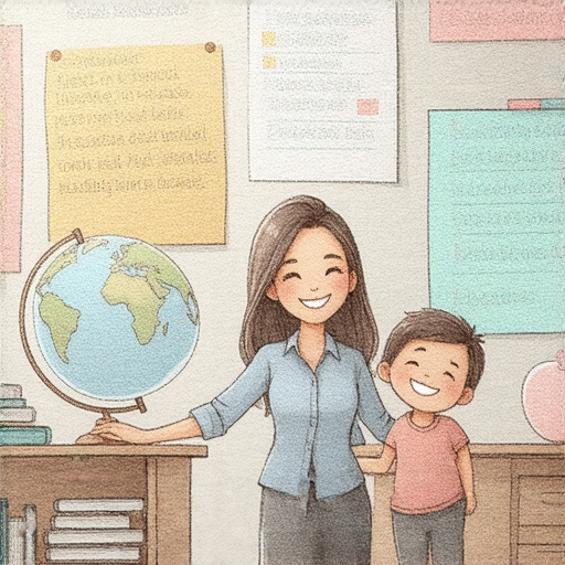 發現琉璃光的魅力，一對一外籍英文老師引導學生深入探索多彩詞彙世界的美好場景，展現互動學習的過程與愉悅情緒。