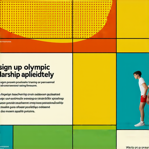 奧運奬學金計畫宣傳圖片，外籍老師一對一指導學員，強調專業訓練與奮鬥精神，助你掌握奬學金申請的關鍵，吸引人立即報名。