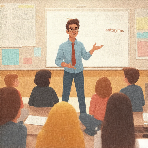 外籍英文老師帶領學生探索反義詞的魅力，教室裡充滿互動學習的氛圍，學生積極參與，揭開語言反義詞的奧秘，促進英文能力提升，打開思維的新視野。