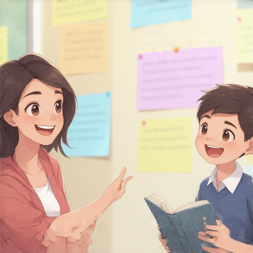 學會短句與外籍英文老師無障礙對話的圖片，展示一對一教學的場景，強調學習英文的樂趣與互動，適合學生提升口語能力和自信心。