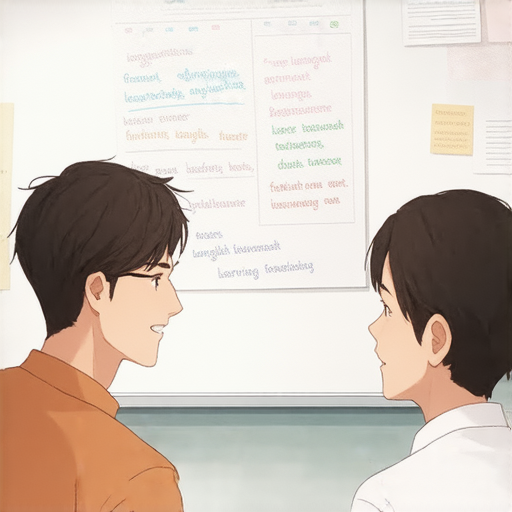 外籍教師一對一英語學習場景，學生專注於與教師互動，掌握英語關鍵詞，提升學習效果，拯救你的英語能力，展現輕鬆學習的氛圍。